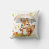 水彩可愛い秋リス クッション (正面)