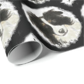 水彩可愛い縁どコリー犬ペット ラッピングペーパー (ロールコーナー)