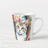 水彩可愛い美しいトレンディー猫コレクション カフェラテマグ (右)