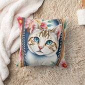 水彩可愛い美しいトレンディー猫コレクション クッション (ブランケット)