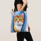 水彩可愛い美人気がある猫コレクション トートバッグ (クローズアップ)