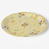 水彩可愛い蜂の花ベビーシャワー ペーパープレート (アングル)