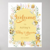 水彩可愛い蜂の赤ちゃんシャワーへようこそ ポスター (正面)