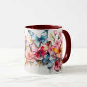 水彩可愛い蝶と花マグカップ マグカップ (正面右)