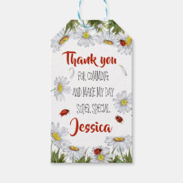 水彩可愛い誕生日ガールレディバグ ギフトタグ