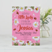 水彩可愛い誕生日ガールレディバグ 招待状 (スタンド正面)