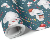 水彩可愛い象のフェスティバルクリスマス ラッピングペーパー (ロールコーナー)
