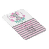 水彩可愛い象の女の子ベビーシャワー招待状 マグネット (右側)