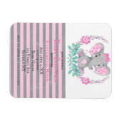 水彩可愛い象の女の子ベビーシャワー招待状 マグネット (横)