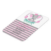 水彩可愛い象の女の子ベビーシャワー招待状 マグネット (左側)