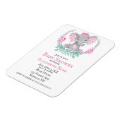 水彩可愛い象の女の子ベビーシャワー招待状 マグネット (左側)