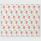 水彩可愛い赤いマスカロームイラストレーション ラッピングペーパー (フラット)