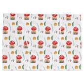 水彩可愛い赤いマスカロームイラストレーション ラージペーパーバッグ (裏面)