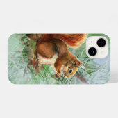 水彩可愛い赤リス動物アート iPhoneケース (裏面横)