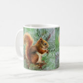 水彩可愛い赤リス動物自然アート コーヒーマグカップ (正面左)