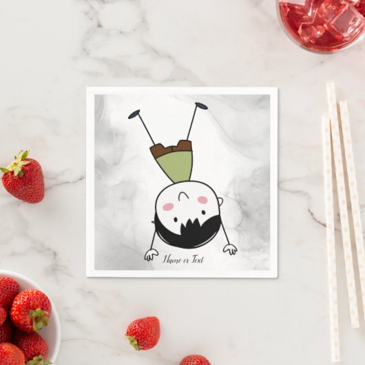 水彩可愛い逆さステッキ男の子美 スタンダードカクテルナプキン (インサイチュ)