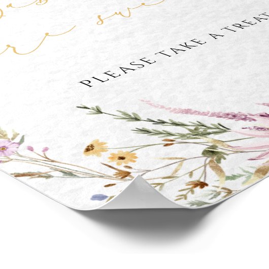 水彩可愛い野の花ベビーは甘いサイン ポスター (角)