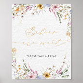 水彩可愛い野の花ベビーは甘いサイン ポスター (正面)