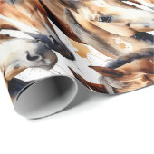 水彩可愛い馬動物野生動物自然 ラッピングペーパー (ロールコーナー)