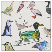 水彩可愛い鳥の鳥の鳥の鳥類の自然パターン ファブリック (クローズアップ)