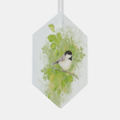 水彩可愛い《鳥》アメリカゴガラ鳥の木ワイルドライフアート ガラスオーナメント (正面右)