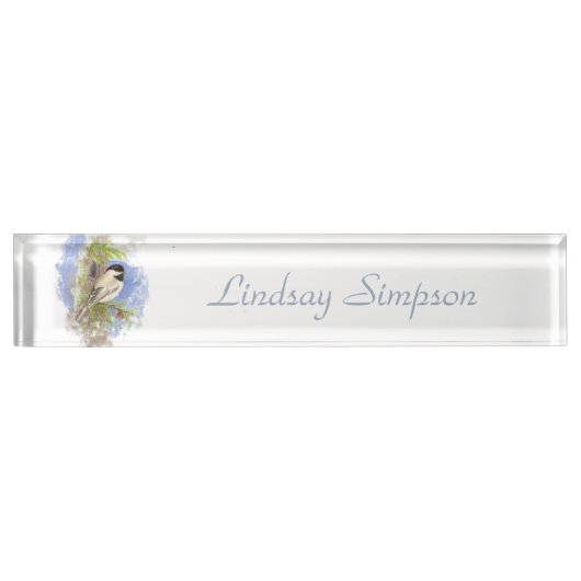 水彩可愛い《鳥》アメリカゴガラ鳥自然アート デスクネームプレート (正面)