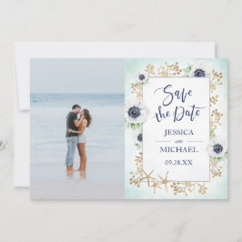 水彩可愛エレガントいアネモネ花写真 セーブザデート