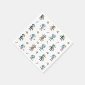 水彩可愛モダンいロボットのキッズパターン スタンダードカクテルナプキン (角)