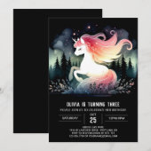 水彩可憐な馬誕生日 招待状 (正面/裏面)