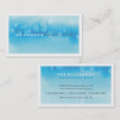 水彩名刺：:モダントレンディー青 名刺 (正面/裏面)