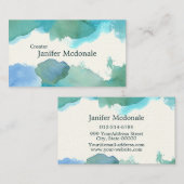 【水彩名刺】 Watercolor Business card (Blue) 名刺 (正面/裏面)