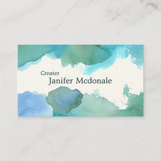 【水彩名刺】 Watercolor Business card (Blue) 名刺 (正面)