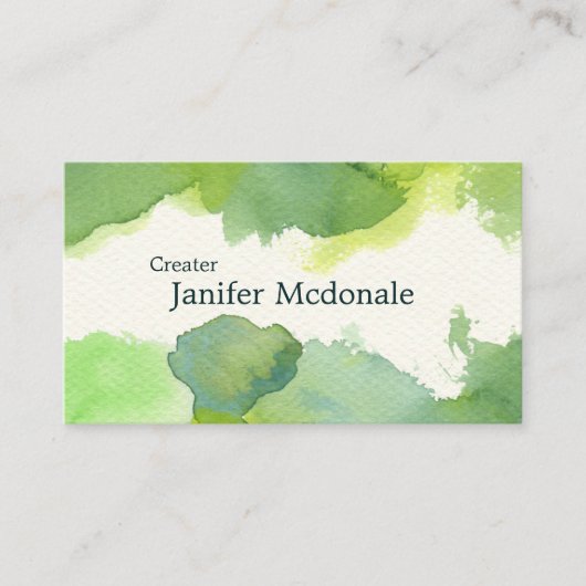 【水彩名刺】 Watercolor Business card (Green) 名刺 (正面)