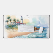 水彩名前をカスタムする沿岸 デスクマット (キーボード&マウス)