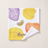 水彩名湯タオルセット付き貝殻 バスタオルセット (ウォッシュタオル)