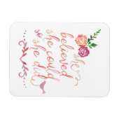 水彩名言 彼女はできると信じたので実行した マグネット (横)