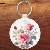 水彩咲素晴らしきバラ枕カバー キーホルダー (裏面)