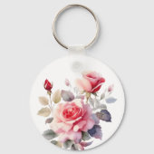 水彩咲素晴らしきバラ枕カバー キーホルダー (裏面)