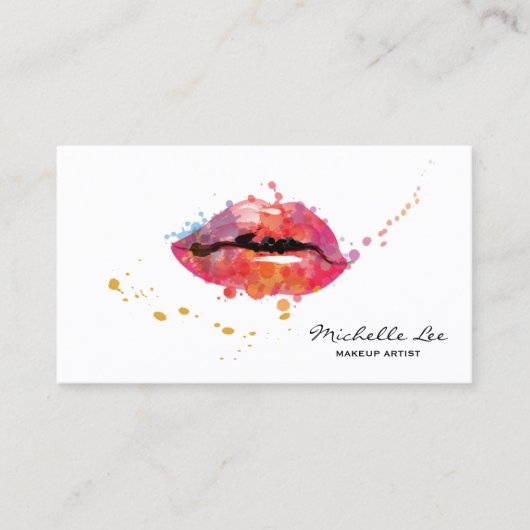 水彩唇カラフルメイクアップアーティストサロン 名刺 (正面)