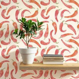 水彩唐辛子赤クリーム 壁紙