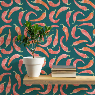 水彩唐辛子赤黒 壁紙