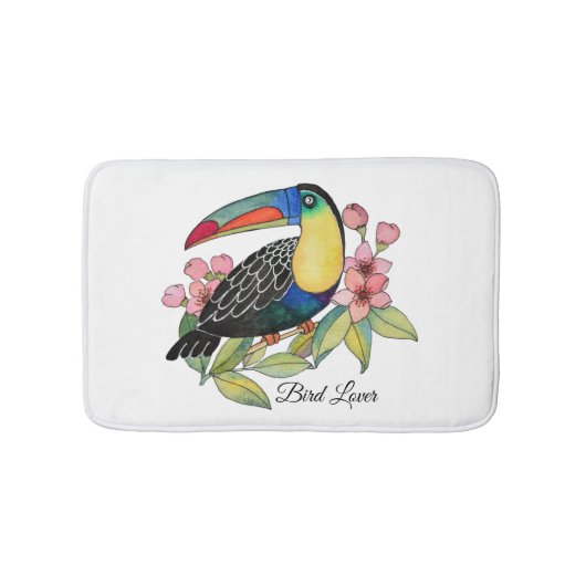 水彩唐鳥（花） バスマット (正面)