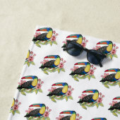 水彩唐鳥（花） ビーチタオル (インサイチュ)