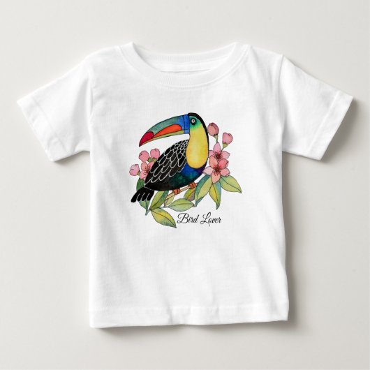水彩唐鳥(花) ベビーTシャツ (正面)