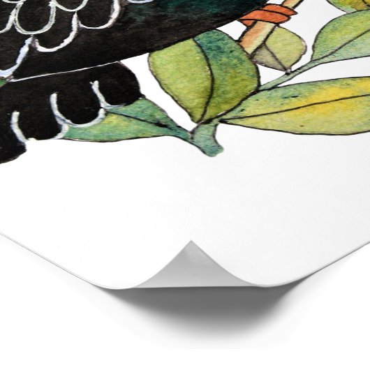 水彩唐鳥（花） ポスター (角)