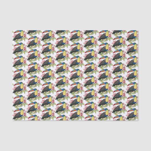 水彩唐鳥（花） 薄葉紙 (正面)