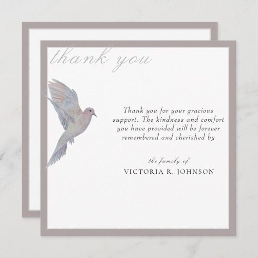 水彩喪ハト葬式サンキューカード サンキューカード (正面/裏面)