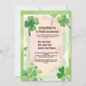 水彩四葉のクローバー シャムロック セントパトリックデー 招待状 (正面)