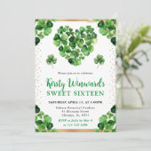 水彩四葉クローバーセントパトリックの甘い16 招待状 (スタンド正面)