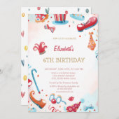 水彩回路カーニバルハート誕生日 招待状 (正面/裏面)